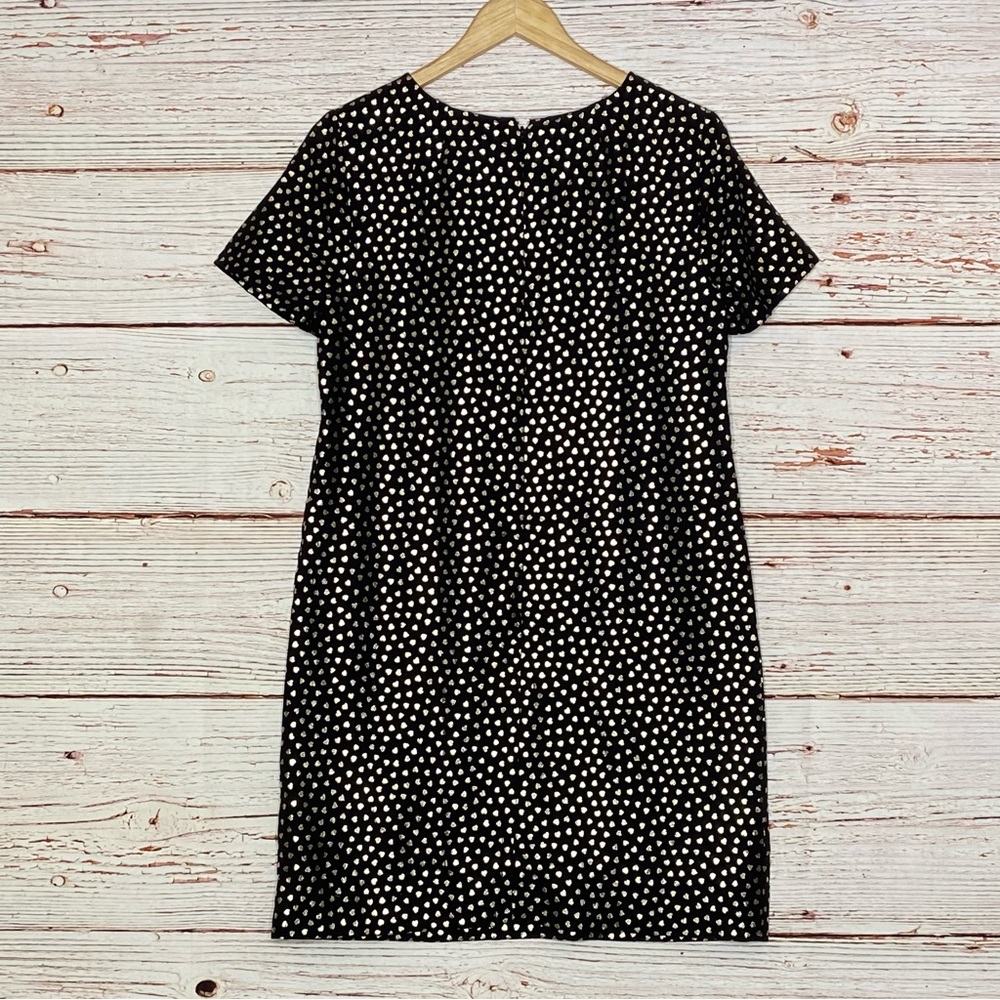 J Crew Factory Shift Dress in Gold Heart Print Sz 12 - Picture 7 of 11